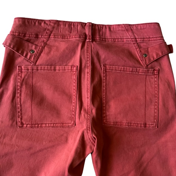HEI HEI Pants 25 Anthropologie rust skinny cargo pockets red orange stretch - Picture 3 of 13